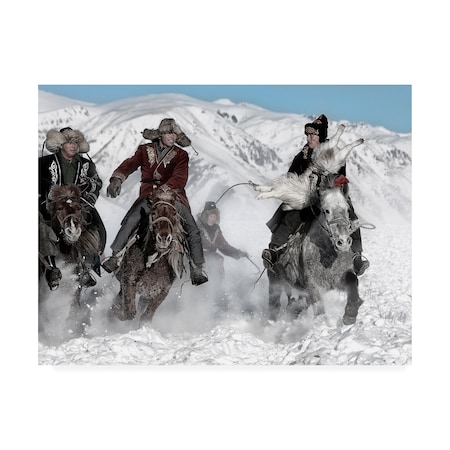 Bj Yang 'Winter Horse Race' Canvas Art,18x24